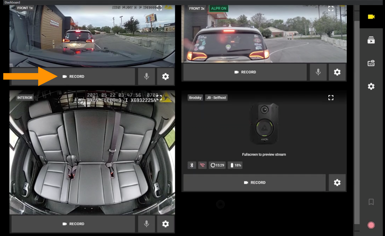 Fleet Dashboard Starting and Stopping Recording