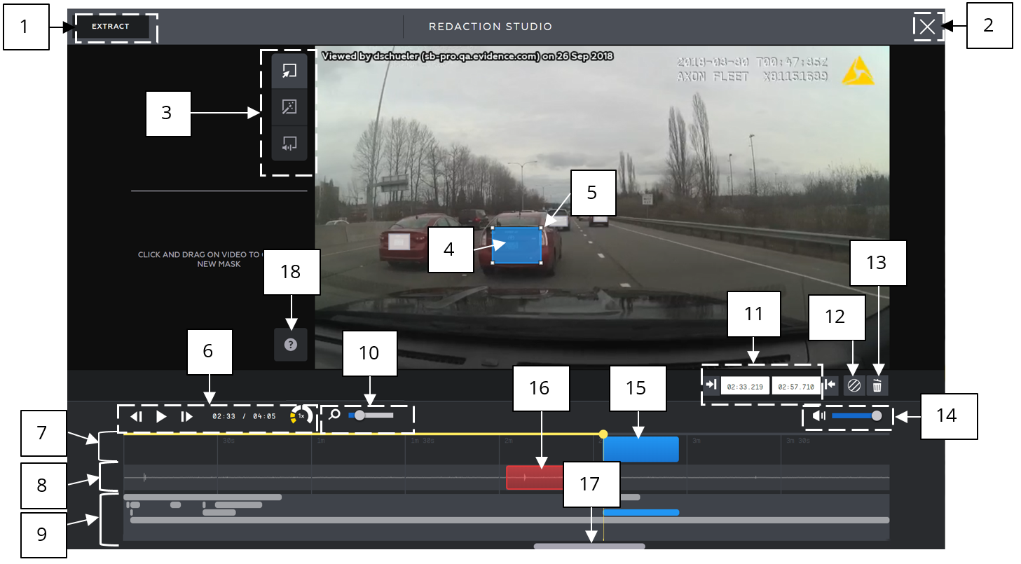 Redaction Studio Layout and Controls