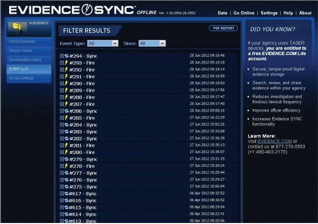 Reviewing videos and uploading with Evidence Sync