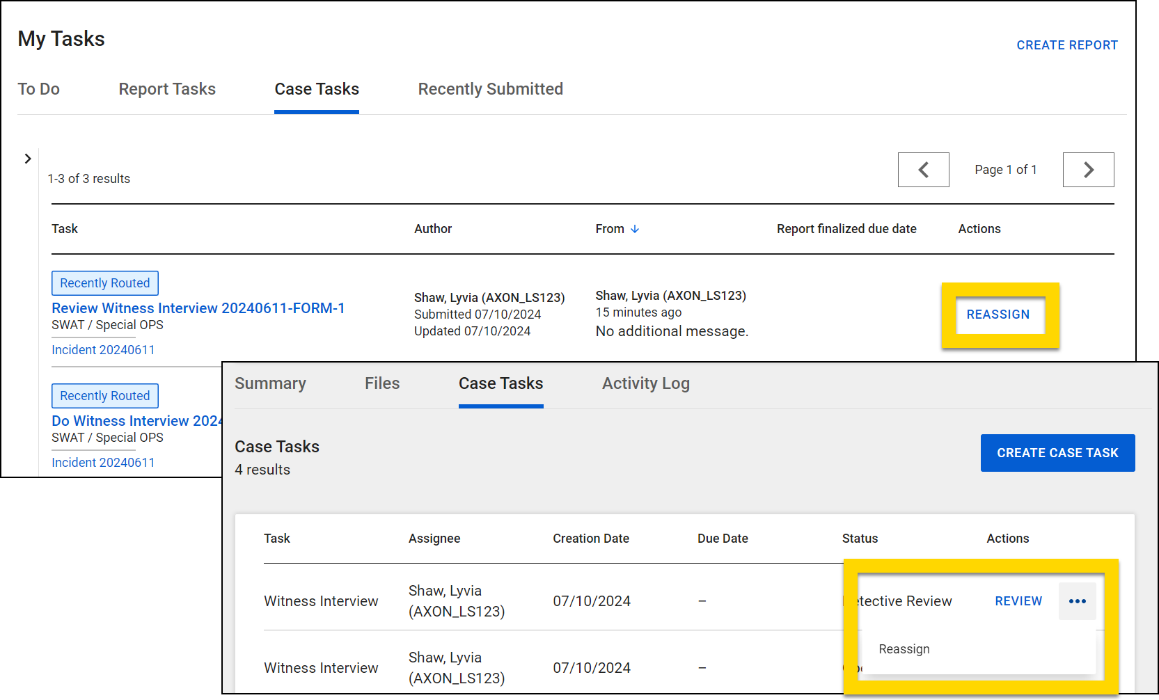 Reassign or Change Due Date on Case Tasks - Axon Standards